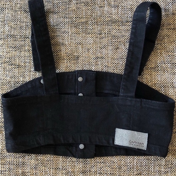 💕 CARMAR black denim overall crop top bralette size 8 from LF - Picture 2 of 3